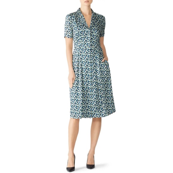 Jason Wu Blue Printed Day Dress Size 2 US $1,595 - Picture 1 of 7